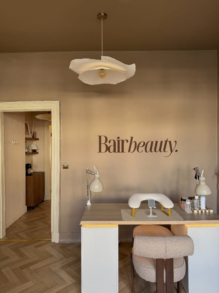 Inside BairBeauty: nail station and salon branding